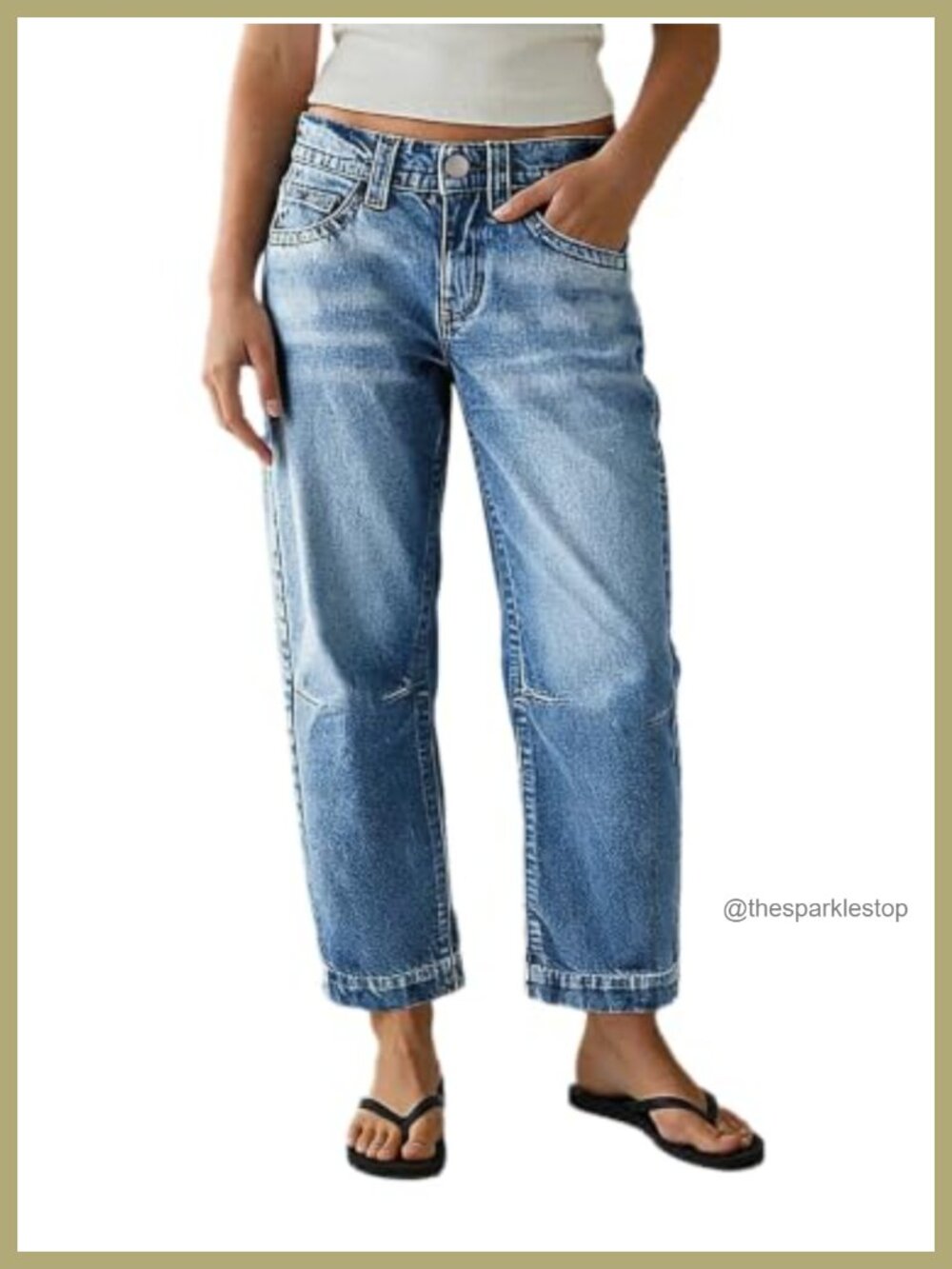 Womens Mid Rise Cropped Straight Leg Stretch Denim Jeans